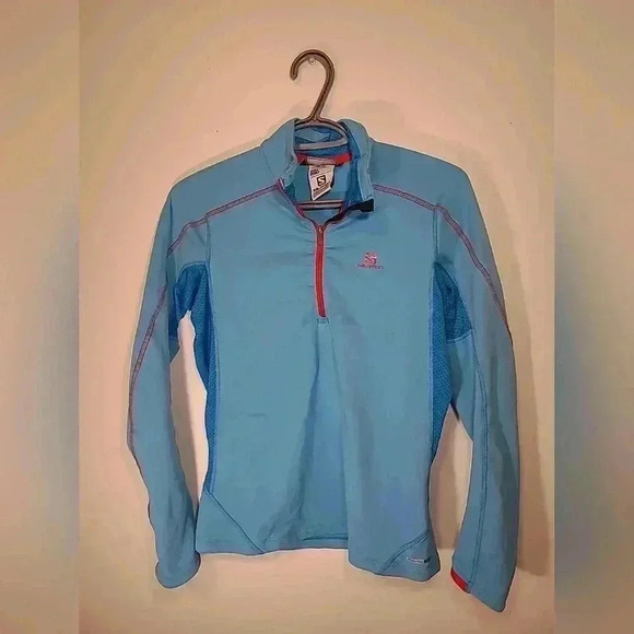 Salomon Quarter Zip Womens S Mid Layer Lightweight Long Sleeve Two Tone Blue - Picture 1 of 5